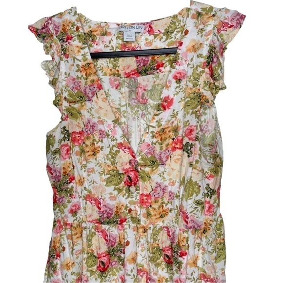 COTTON On Size M Dress Short Sleeve Romantic Floral Pattern Summer Preppy Beachy - Picture 2 of 5
